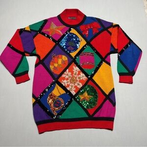 Vintage I.B Diffusion 90's Sweater Women Geometric Christmas  Multicolor Size M
